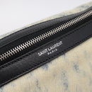 SAINT LAURENT Waist Bag Canvas Blue Silver Auth ka5910-14