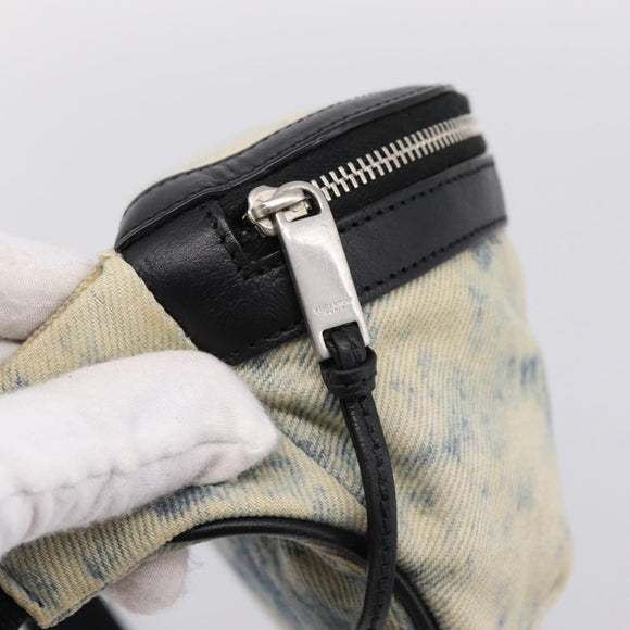 SAINT LAURENT Waist Bag Canvas Blue Silver Auth ka5910