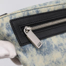 SAINT LAURENT Waist Bag Canvas Blue Silver Auth ka5910-22