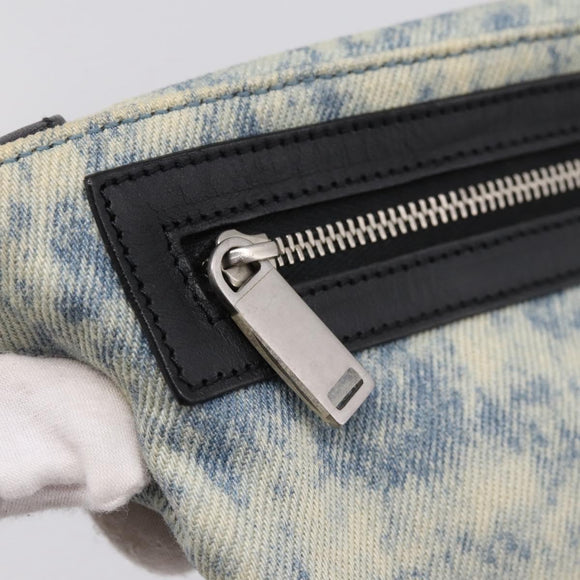 SAINT LAURENT Waist Bag Canvas Blue Silver Auth ka5910