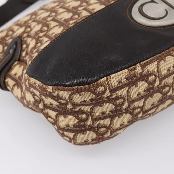 Christian Dior Trotter Canvas Shoulder Bag Beige Auth ka5911A