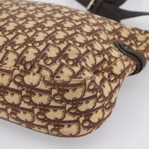Christian Dior Trotter Canvas Shoulder Bag Beige Auth ka5911A