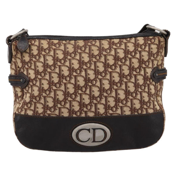 Christian Dior Trotter Canvas Shoulder Bag Beige Auth ka5911A