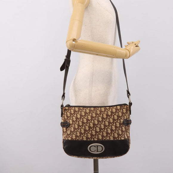 Christian Dior Trotter Canvas Shoulder Bag Beige Auth ka5911A