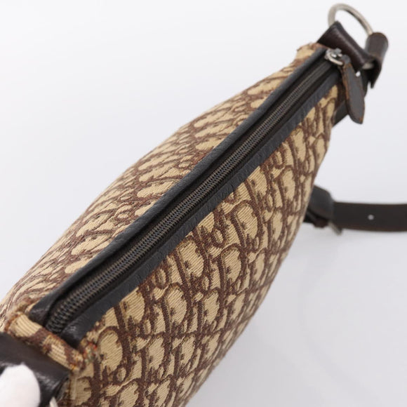 Christian Dior Trotter Canvas Shoulder Bag Beige Auth ka5911A