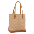 CELINE Macadam Canvas Tote Bag PVC Leather Beige Gold Auth ka5912-1