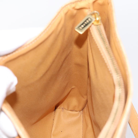 CELINE Macadam Canvas Tote Bag PVC Leather Beige Gold Auth ka5912