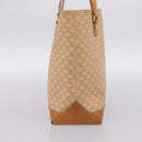 CELINE Macadam Canvas Tote Bag PVC Leather Beige Gold Auth ka5912-3