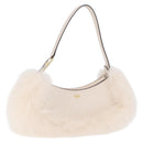 FENDI Hand Bag fur White Gold Auth ka5913SAM-1