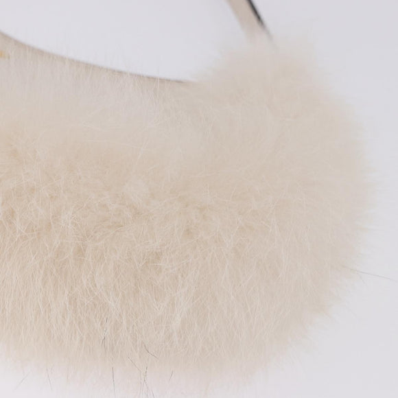 FENDI Hand Bag fur White Gold Auth ka5913SAM