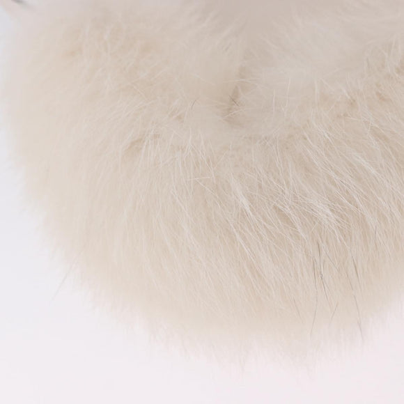 FENDI Hand Bag fur White Gold Auth ka5913SAM