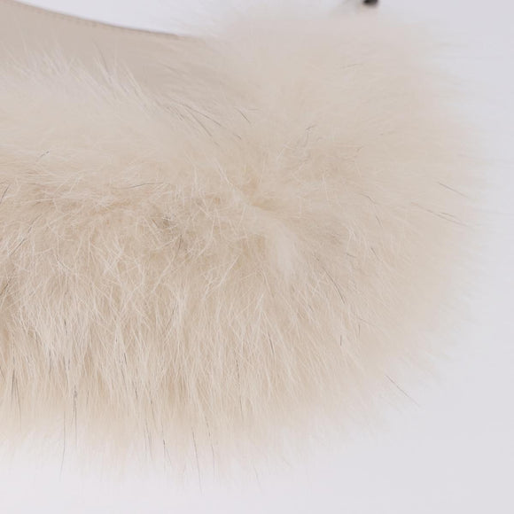 FENDI Hand Bag fur White Gold Auth ka5913SAM