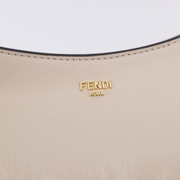 FENDI Hand Bag fur White Gold Auth ka5913SAM