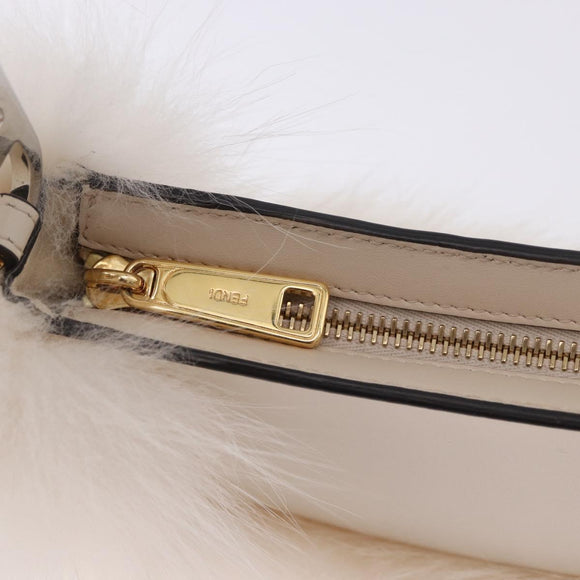 FENDI Hand Bag fur White Gold Auth ka5913SAM