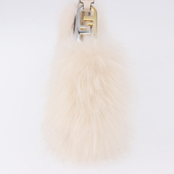 FENDI Hand Bag fur White Gold Auth ka5913SAM