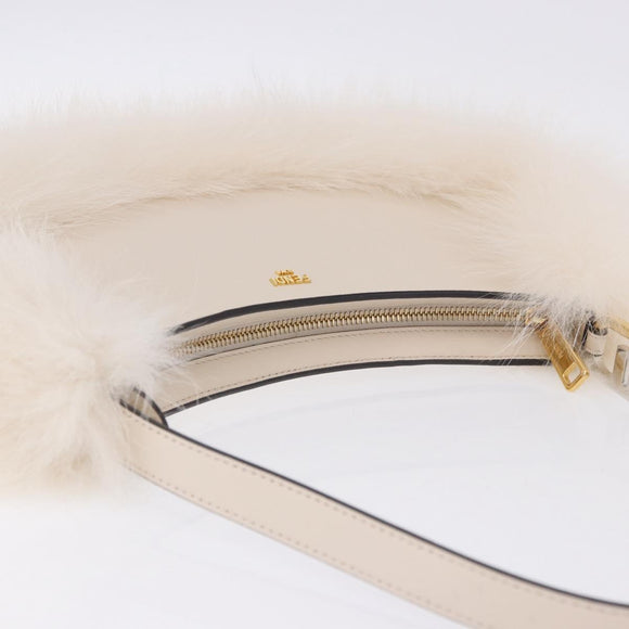 FENDI Hand Bag fur White Gold Auth ka5913SAM