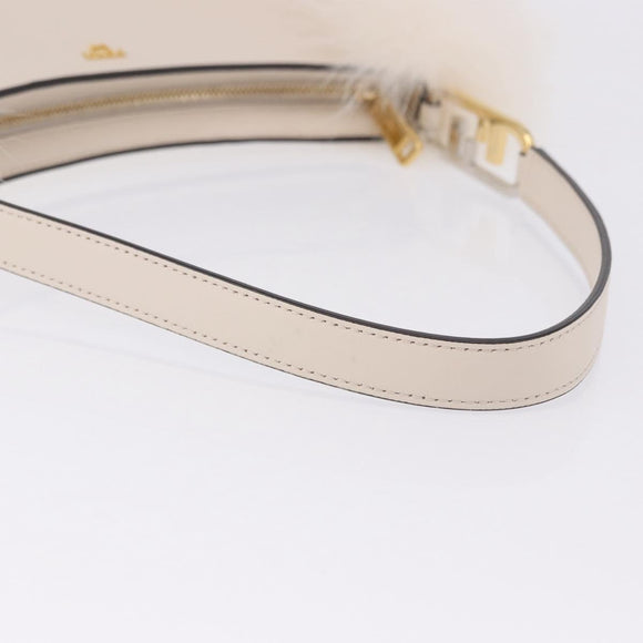 FENDI Hand Bag fur White Gold Auth ka5913SAM