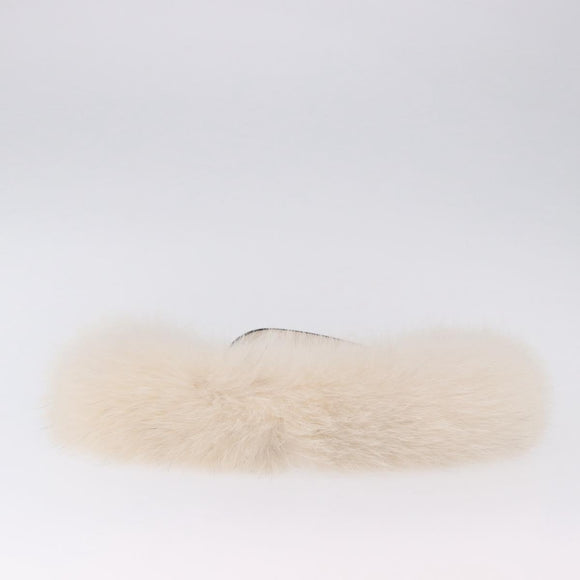 FENDI Hand Bag fur White Gold Auth ka5913SAM