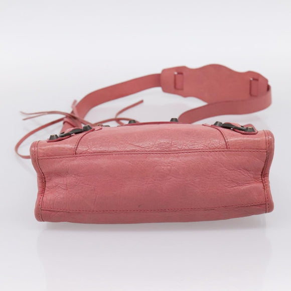 BALENCIAGA Classic Mini City Hand Bag Leather 2way Pink 300295 Auth ka5914V