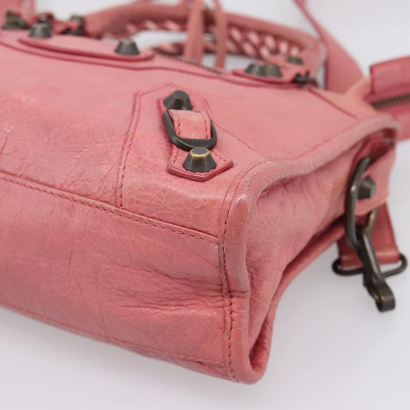 BALENCIAGA Classic Mini City Hand Bag Leather 2way Pink 300295 Auth ka5914V