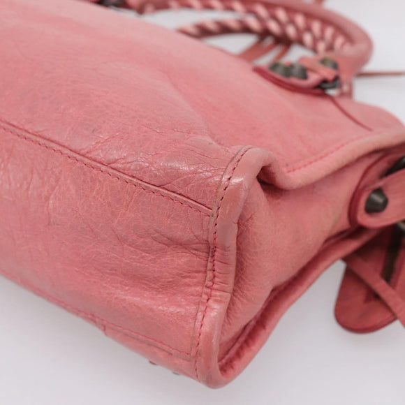 BALENCIAGA Classic Mini City Hand Bag Leather 2way Pink 300295 Auth ka5914V
