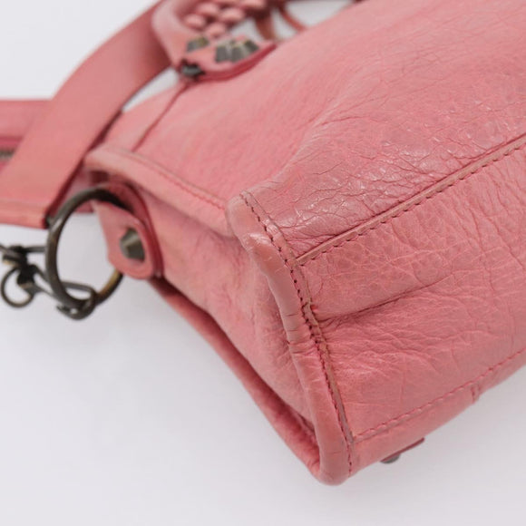 BALENCIAGA Classic Mini City Hand Bag Leather 2way Pink 300295 Auth ka5914V