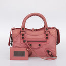 BALENCIAGA Classic Mini City Hand Bag Leather 2way Pink 300295 Auth ka5914V-28