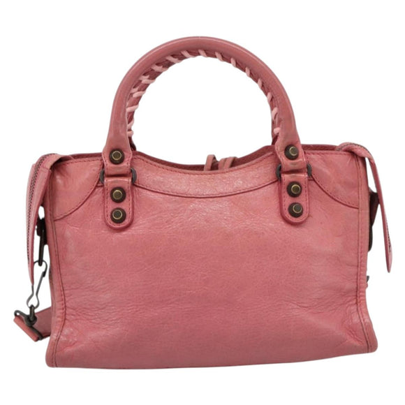 BALENCIAGA Classic Mini City Hand Bag Leather 2way Pink 300295 Auth ka5914V