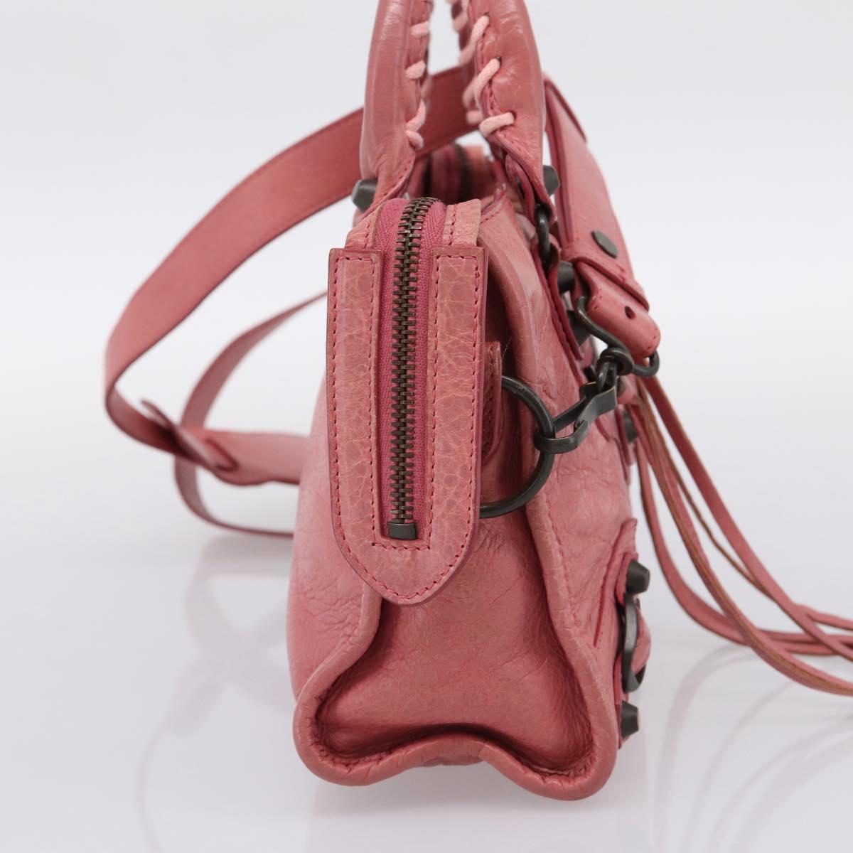BALENCIAGA Classic Mini City Hand Bag Leather 2way Pink 300295