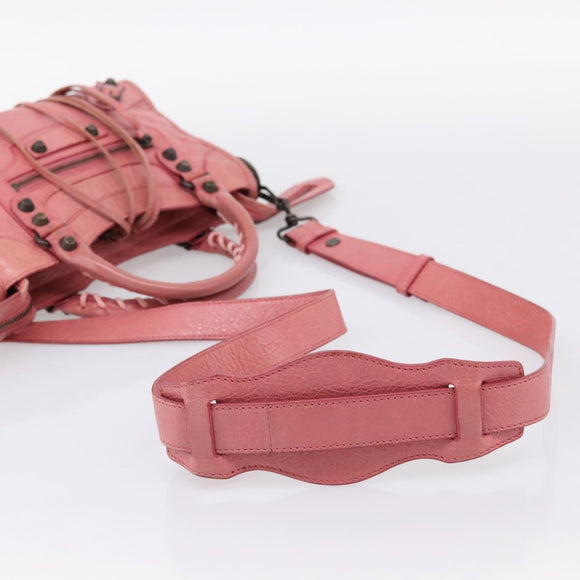 BALENCIAGA Classic Mini City Hand Bag Leather 2way Pink 300295 Auth ka5914V