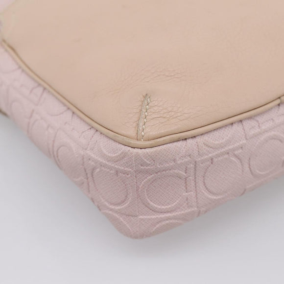 Salvatore Ferragamo Gancini Shoulder Bag Leather Pink Gold Auth ka5915A
