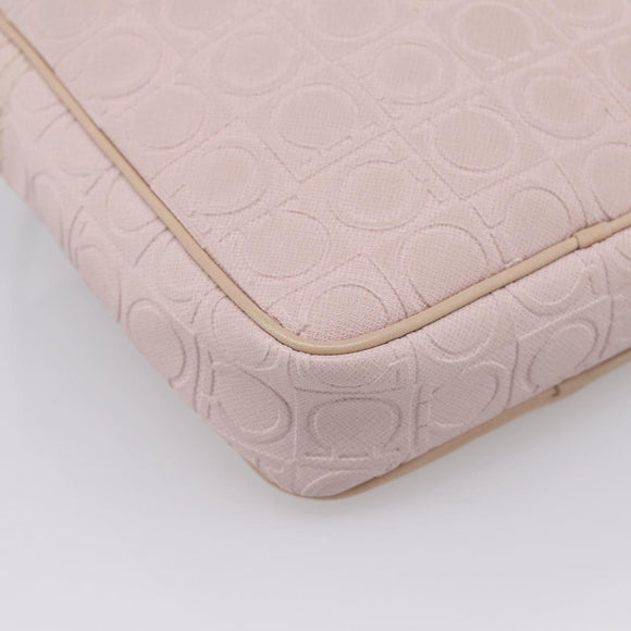 Salvatore Ferragamo Gancini Shoulder Bag Leather Pink Gold Auth ka5915A