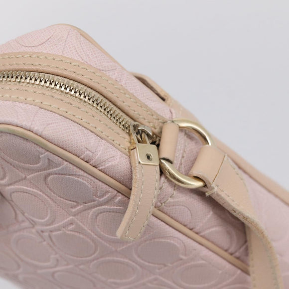 Salvatore Ferragamo Gancini Shoulder Bag Leather Pink Gold Auth ka5915A