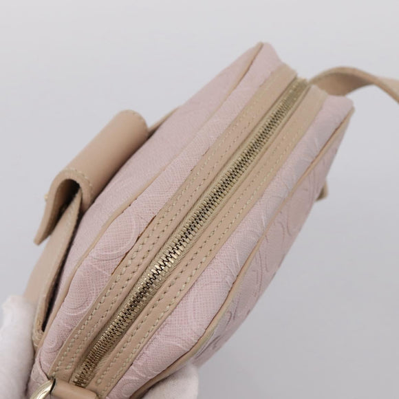 Salvatore Ferragamo Gancini Shoulder Bag Leather Pink Gold Auth ka5915A