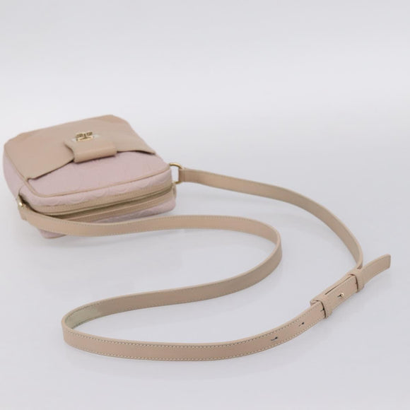 Salvatore Ferragamo Gancini Shoulder Bag Leather Pink Gold Auth ka5915A