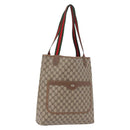 GUCCI GG Supreme Web Sherry Line Tote Bag PVC Beige Gold 39 02 003 Auth ka5917-1