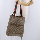 GUCCI GG Supreme Web Sherry Line Tote Bag PVC Beige Gold 39 02 003 Auth ka5917-23