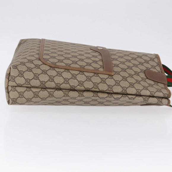 GUCCI GG Supreme Web Sherry Line Tote Bag PVC Beige Gold 39 02 003 Auth ka5917