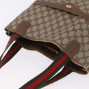 GUCCI GG Supreme Web Sherry Line Tote Bag PVC Beige Gold 39 02 003 Auth ka5917-7