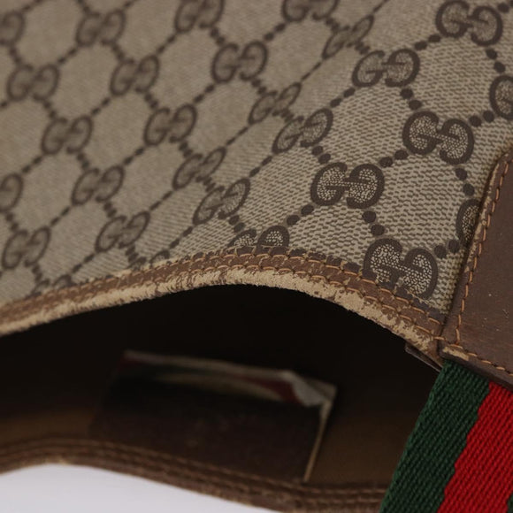 GUCCI GG Supreme Web Sherry Line Tote Bag PVC Beige Gold 39 02 003 Auth ka5917
