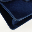 GUCCI Shoulder Bag Velor Blue Gold 544242 Auth ka591V-14