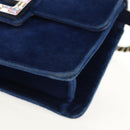 GUCCI Shoulder Bag Velor Blue Gold 544242 Auth ka591V-15