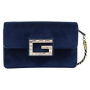 GUCCI Shoulder Bag Velor Blue Gold 544242 Auth ka591V-13