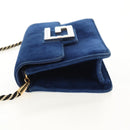 GUCCI Shoulder Bag Velor Blue Gold 544242 Auth ka591V-3