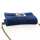 GUCCI Shoulder Bag Velor Blue Gold 544242 Auth ka591V-6