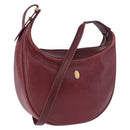CARTIER Must Line Shoulder Bag Leather Bordeaux Gold Auth ka5921-1