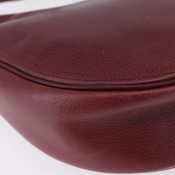 CARTIER Must Line Shoulder Bag Leather Bordeaux Gold Auth ka5921