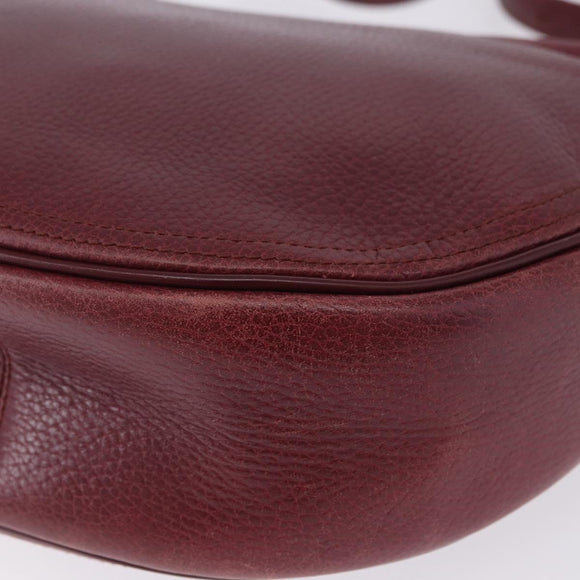 CARTIER Must Line Shoulder Bag Leather Bordeaux Gold Auth ka5921