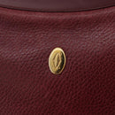 CARTIER Must Line Shoulder Bag Leather Bordeaux Gold Auth ka5921-17