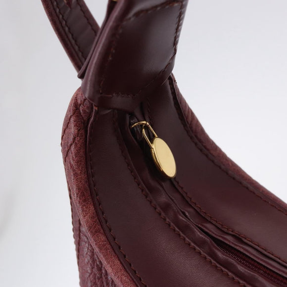 CARTIER Must Line Shoulder Bag Leather Bordeaux Gold Auth ka5921